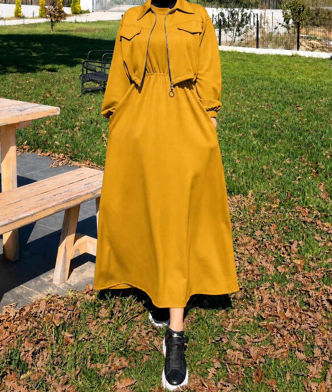 Elegant Zipper Pocket Detail Maxi Dress for Women