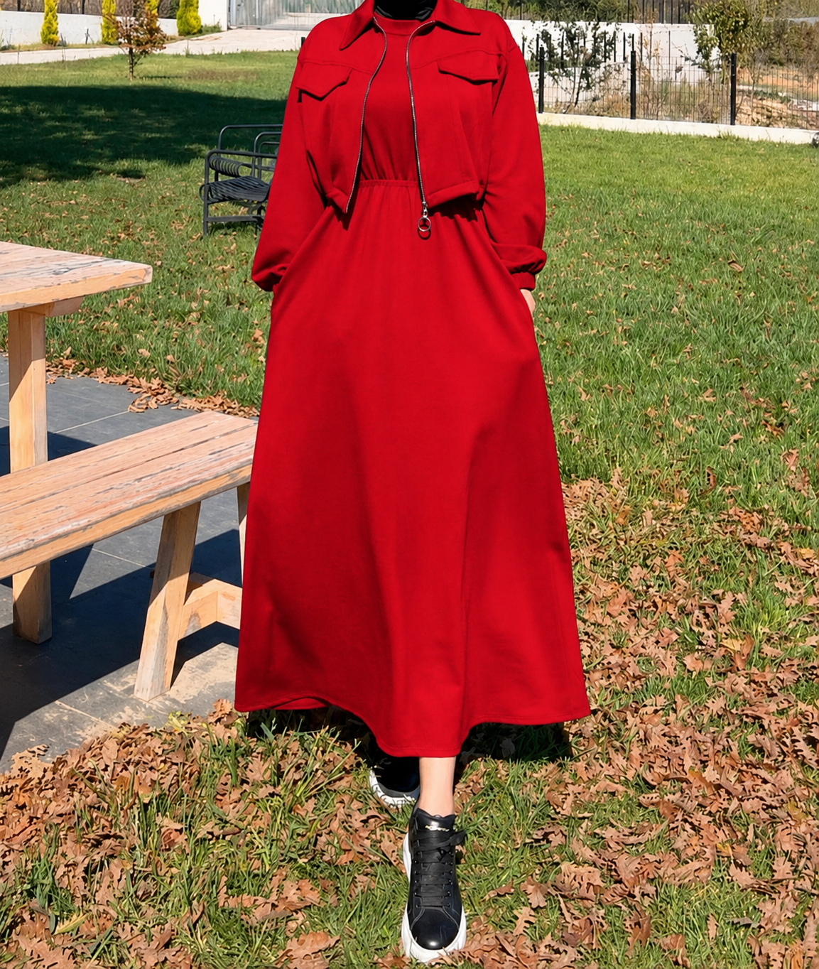 Elegant Zipper Pocket Detail Maxi Dress for Women