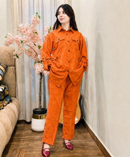 Trendy Girls Summer Co-Ord Set – Stylish Button Down Shirt & Straight Pants Casual Outfit