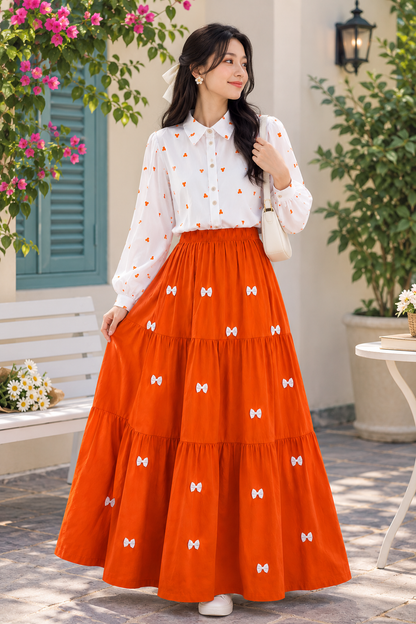 Cute Bow Style Girls Summer Dress – Korean Fashion Maxi Skirt Outfit