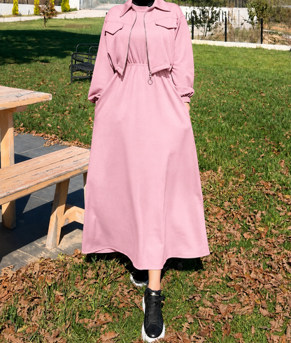 Elegant Zipper Pocket Detail Maxi Dress for Women