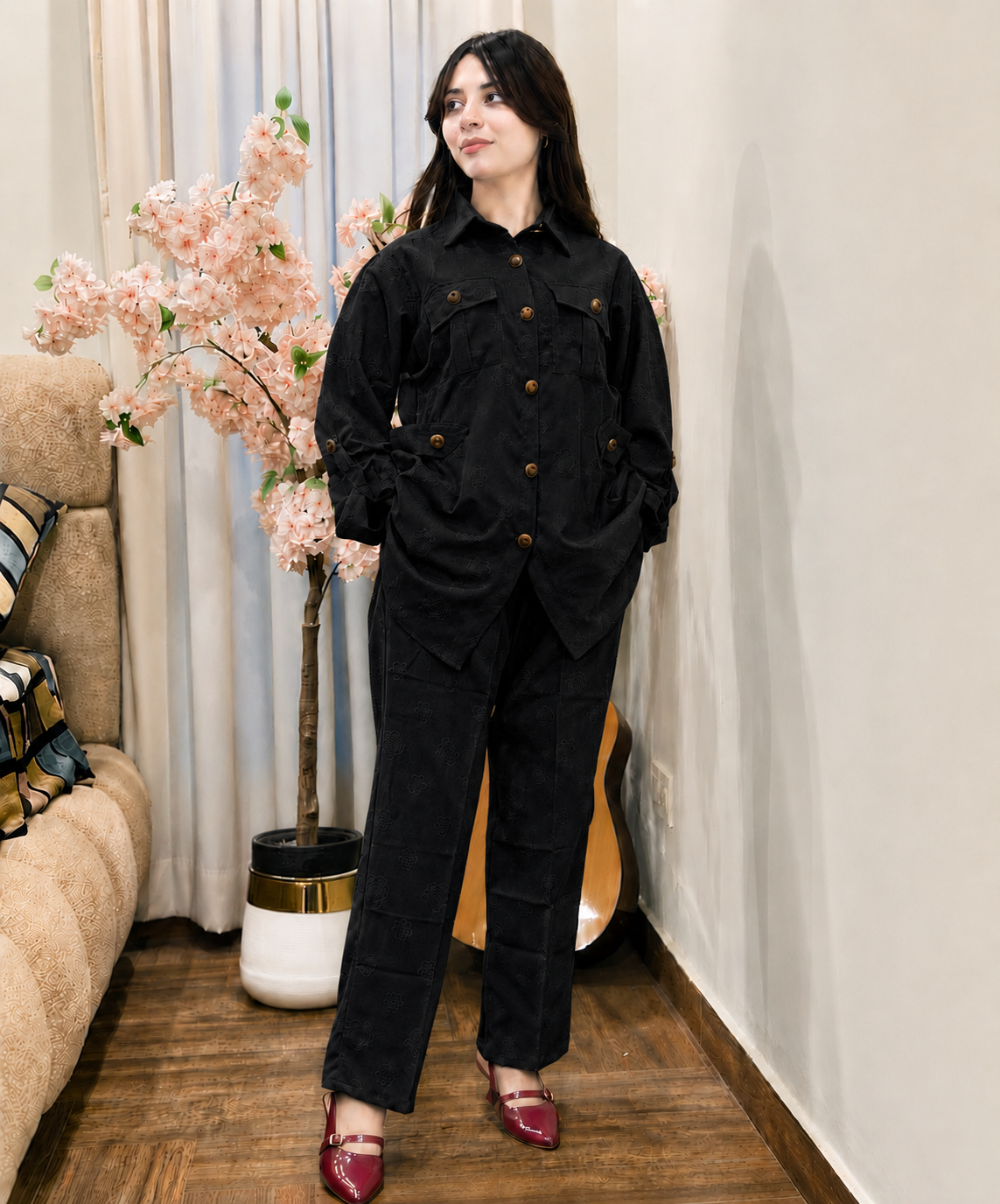 Trendy Girls Summer Co-Ord Set – Stylish Button Down Shirt & Straight Pants Casual Outfit