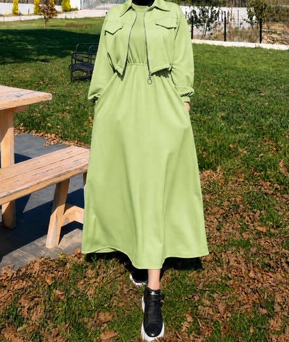 Elegant Zipper Pocket Detail Maxi Dress for Women