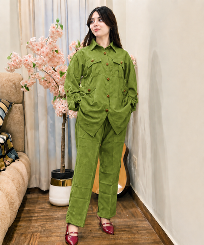 Trendy Girls Summer Co-Ord Set – Stylish Button Down Shirt & Straight Pants Casual Outfit