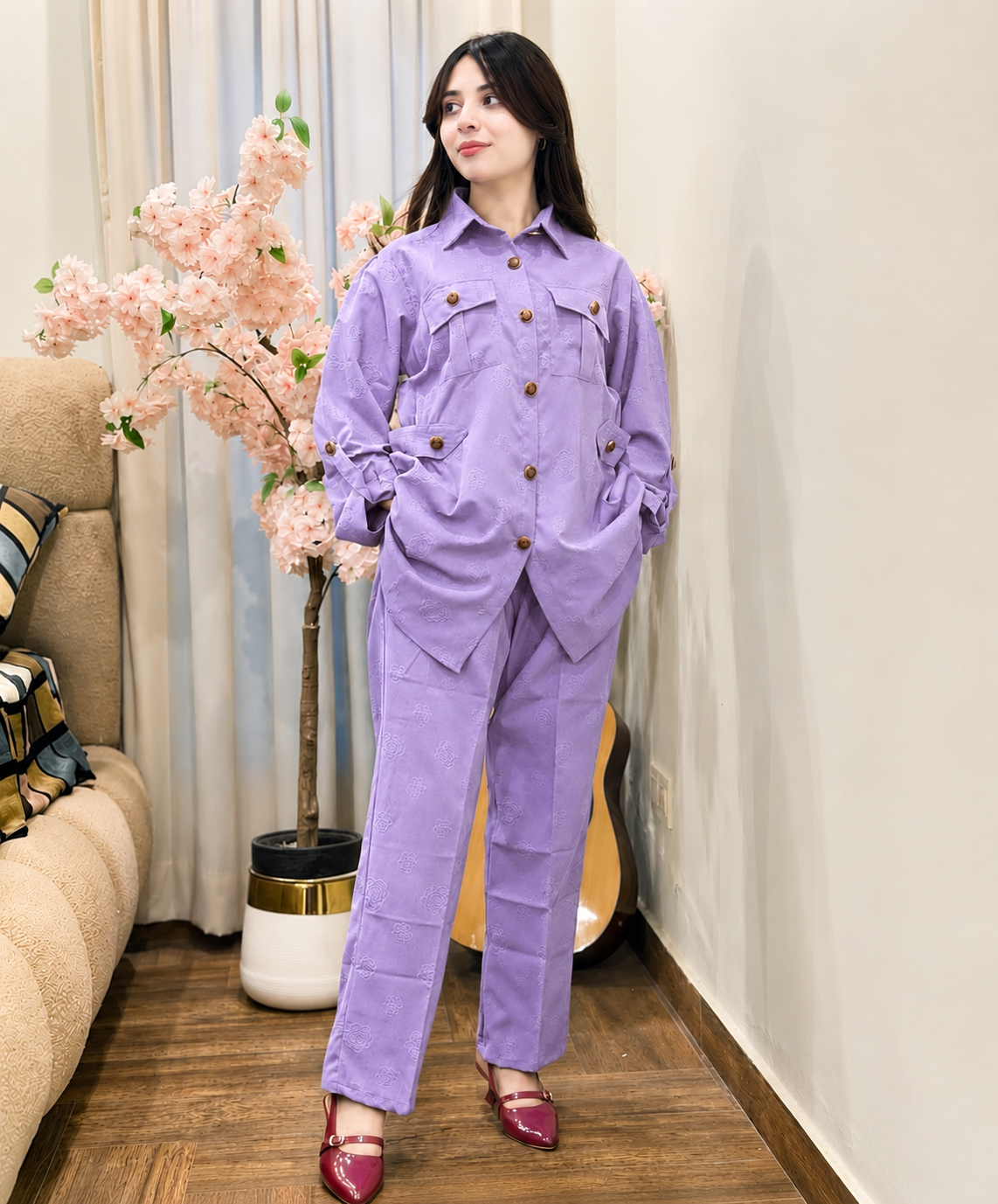 Trendy Girls Summer Co-Ord Set – Stylish Button Down Shirt & Straight Pants Casual Outfit