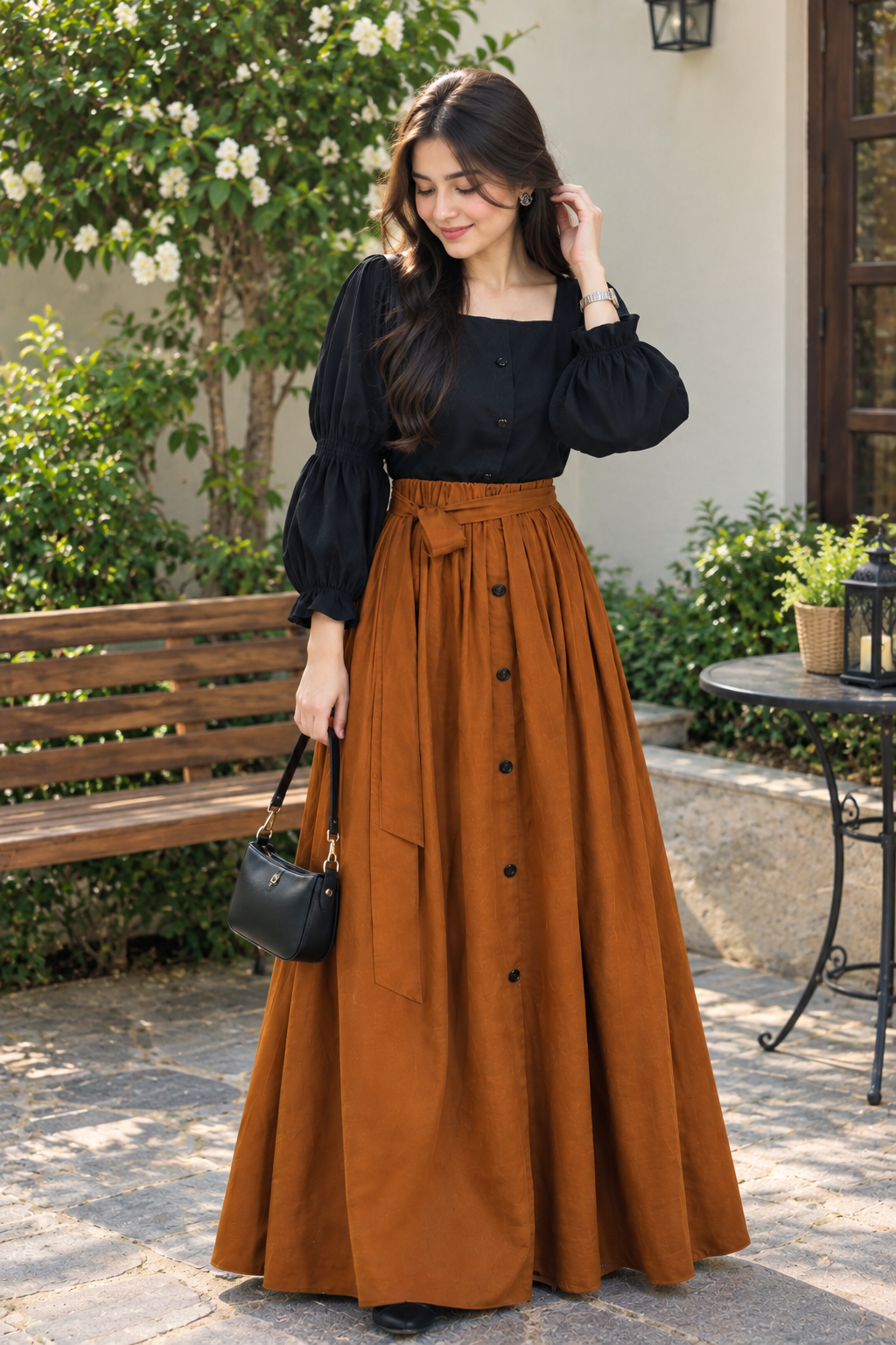 Elegant Black & Mocha Co-ord Dress