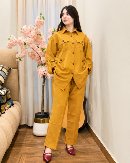 Trendy Girls Summer Co-Ord Set – Stylish Button Down Shirt & Straight Pants Casual Outfit
