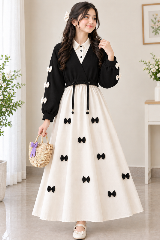 Bow Elegance Girls’ Maxi Dress