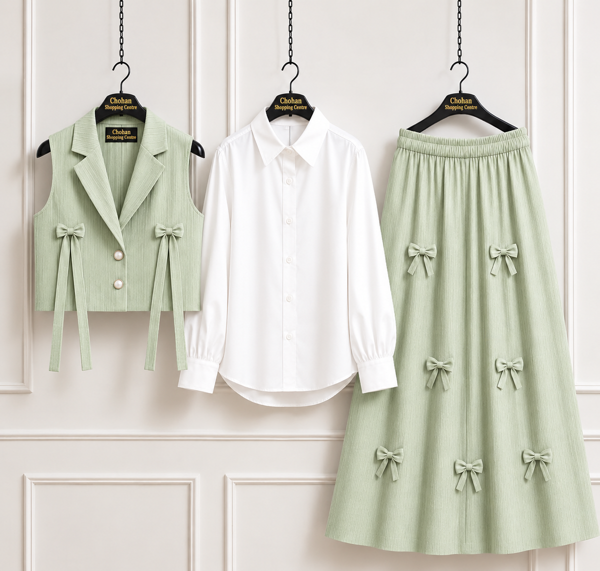 Girls Trendy Summer 3 Piece Co-Ord Set – Stylish Shirt & Midi Skirt Outfit for Casual & Daily Wear ✨