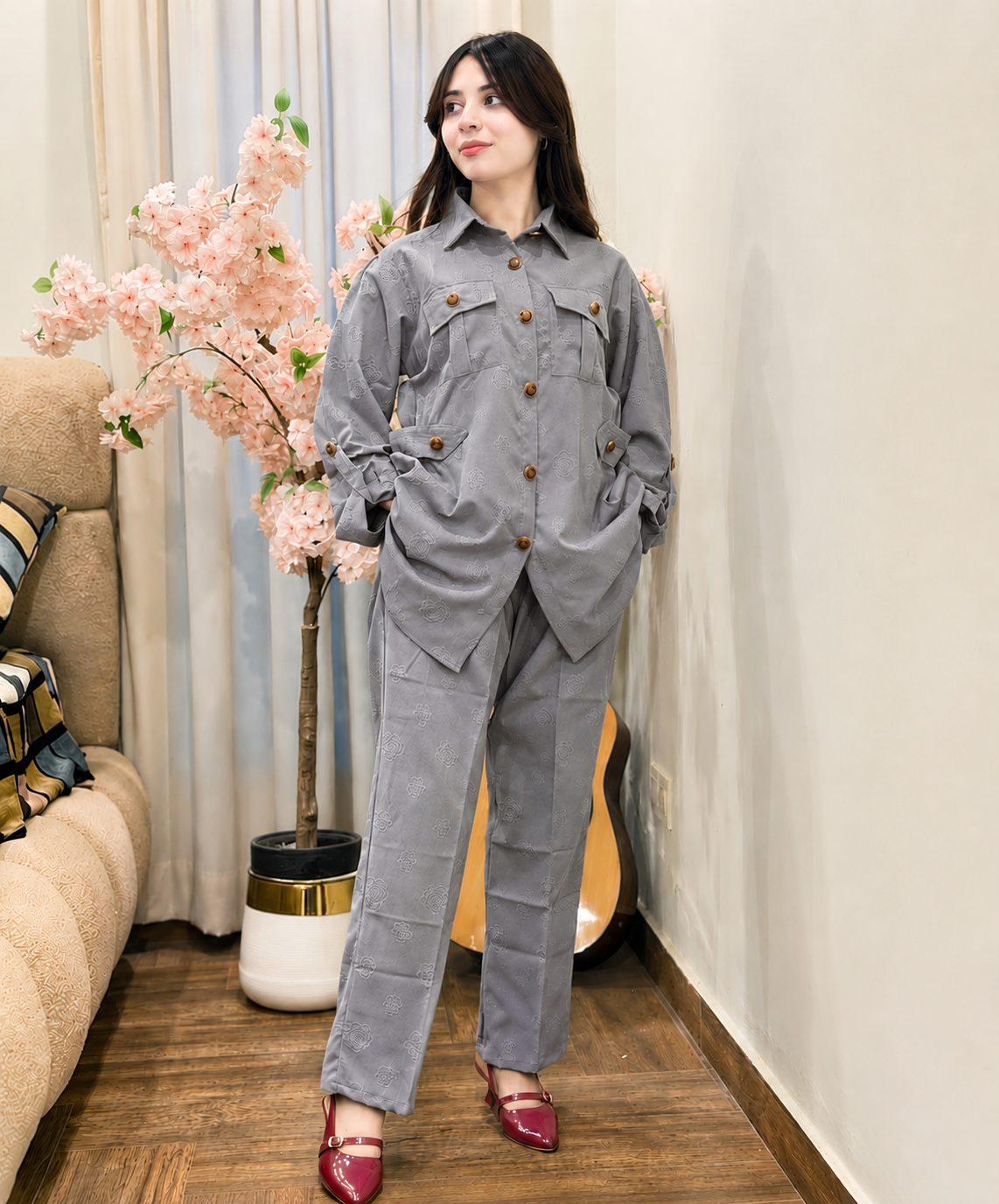 Trendy Girls Summer Co-Ord Set – Stylish Button Down Shirt & Straight Pants Casual Outfit