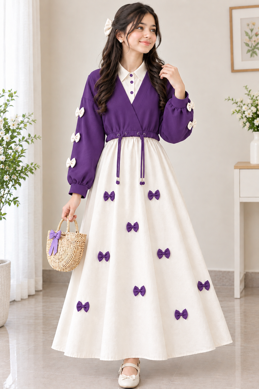 Bow Elegance Girls’ Maxi Dress