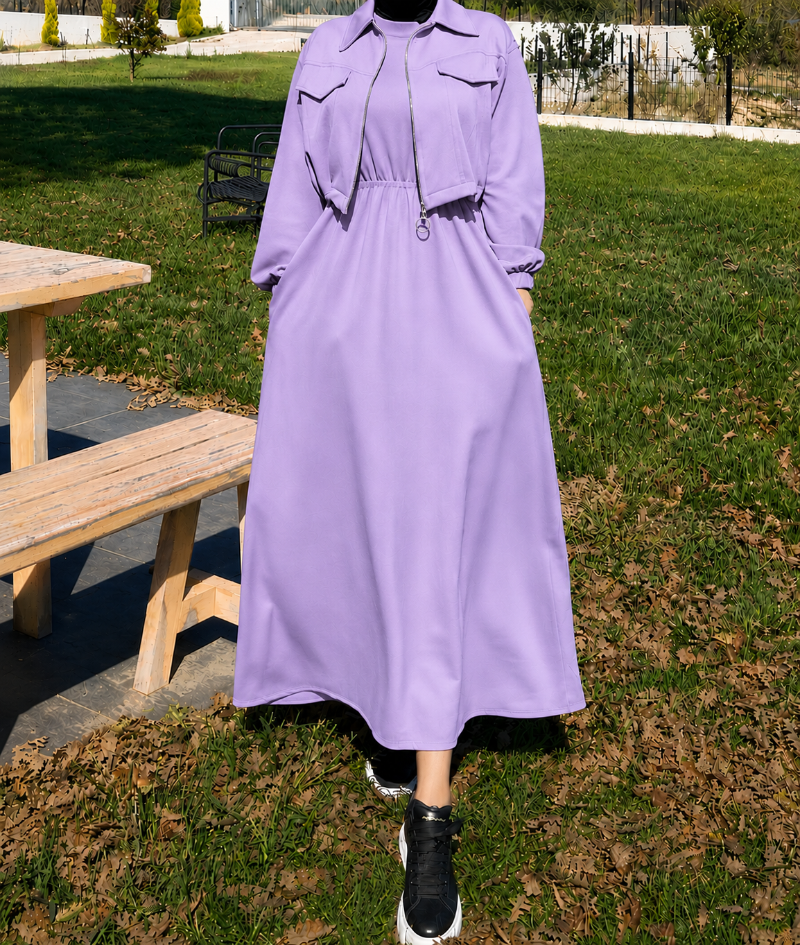 Elegant Zipper Pocket Detail Maxi Dress for Women