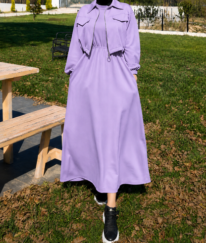 Elegant Zipper Pocket Detail Maxi Dress for Women