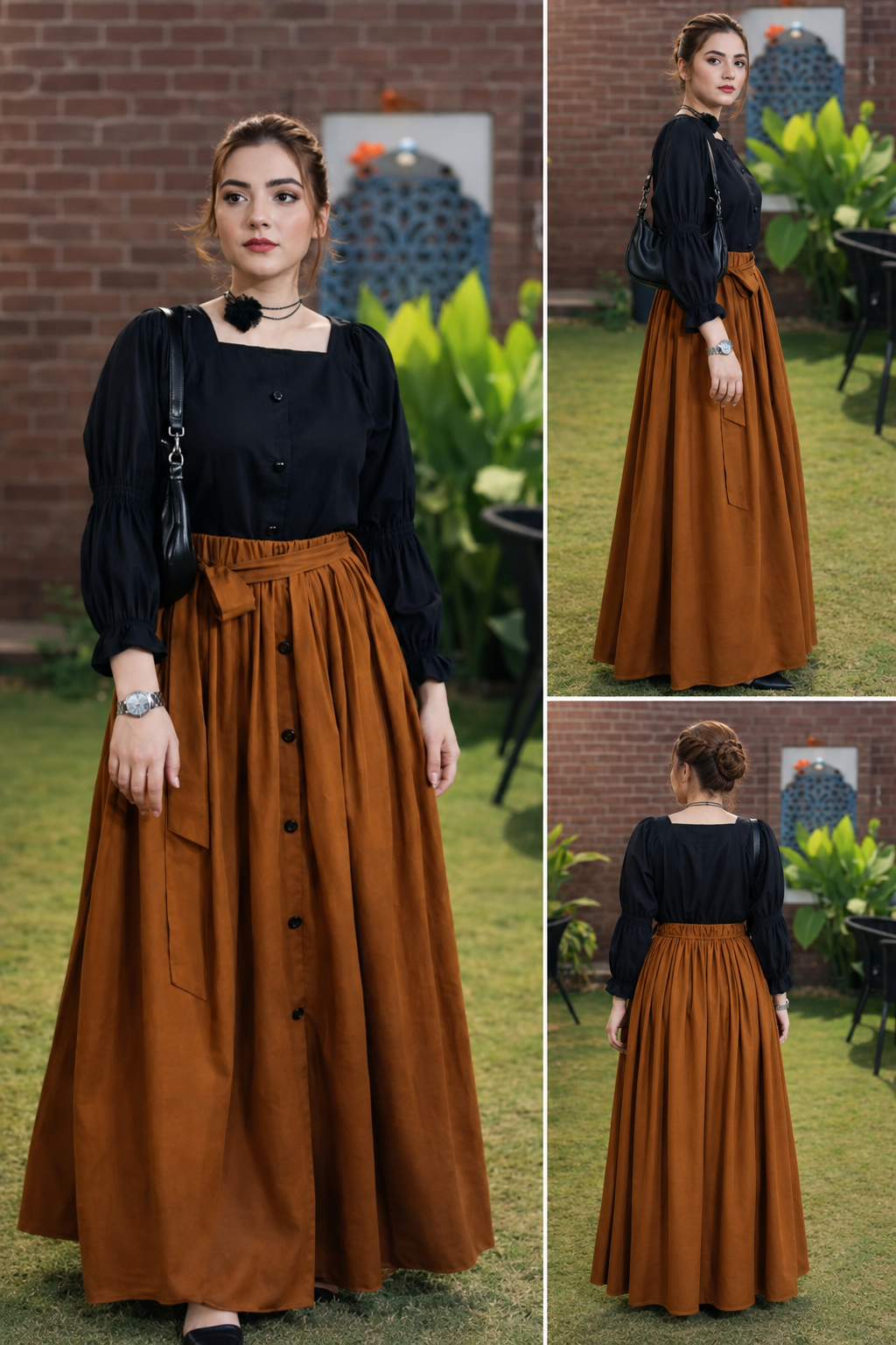 Elegant Black & Mocha Co-ord Dress
